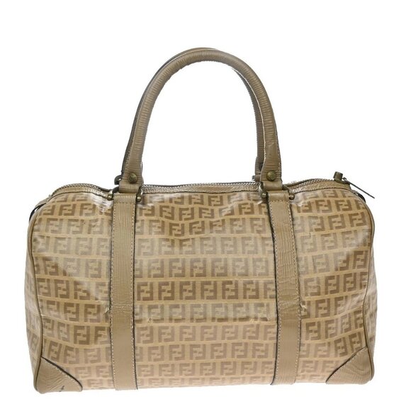 FENDI Logo Zucchino Travel Hand Bag Coating Canvas Leather Brown GHW 68KB162 - Picture 4 of 15